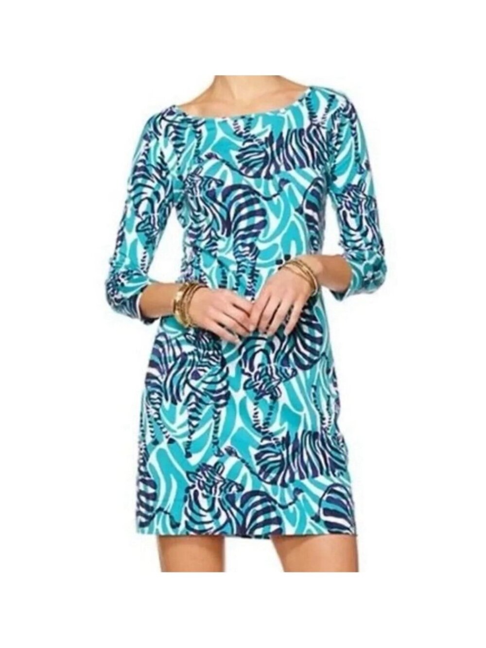 Lilly Pulitzer Women’s Dress Size XS Pima Cotton 3/4 Sleeves Zebra Print
